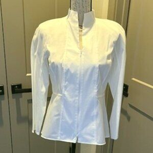 Lafayette 148 New York "Connor" WHITE Full Zip Blouse-SIZE 4-NWT